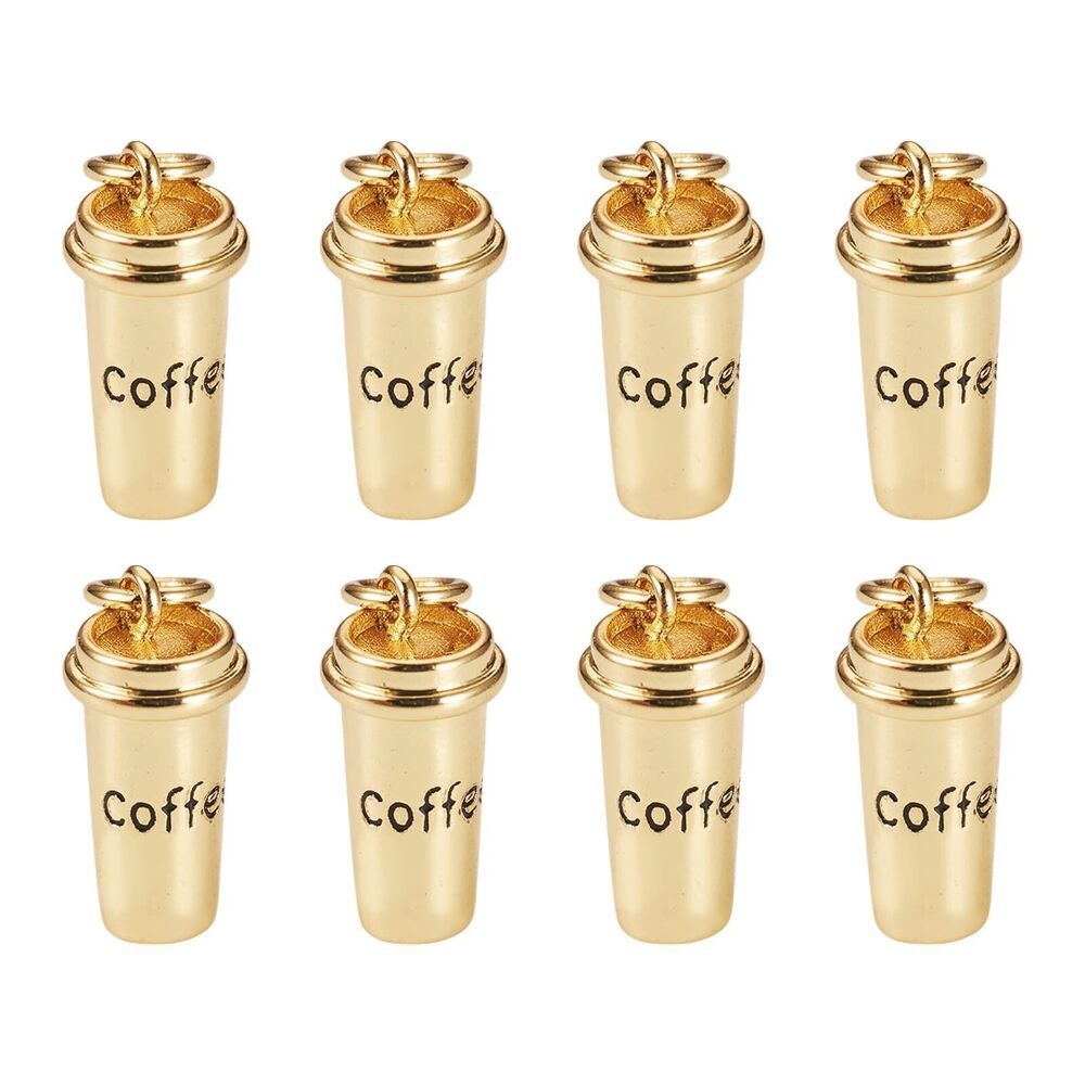 8633 10Pcs 18K Gold Plated Brass Pendants Golden Coffee Cup Charms Gold